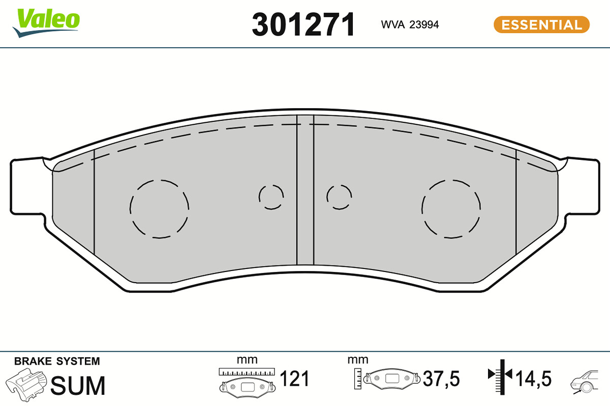 Jeu de 4 plaquettes de frein VALEO ref. 301271